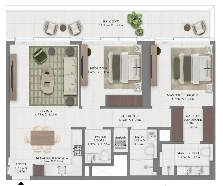 2 Bedroom Floor Plan