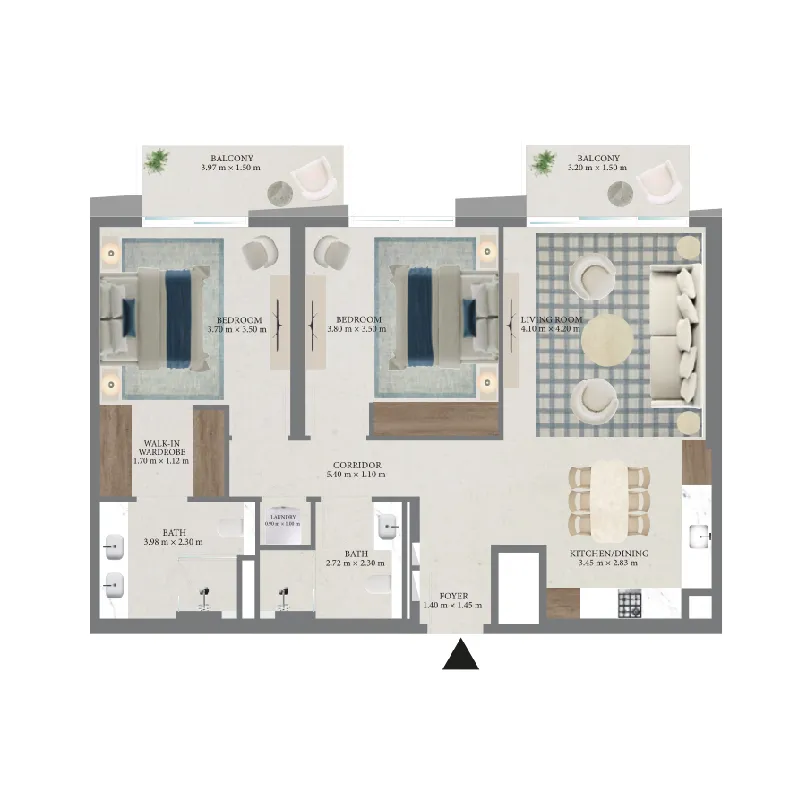 2 Bedroom Floor Plan